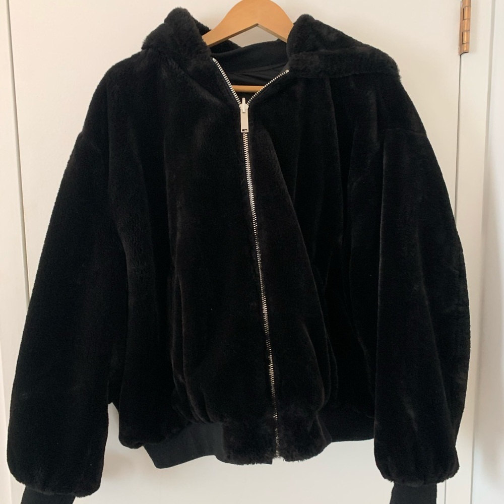 Zara Reversible Fur Bomber Jacket